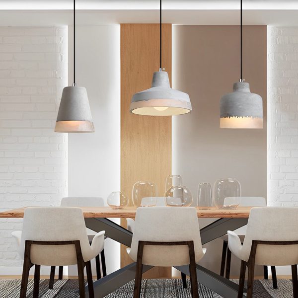 Round Creative Resin Cement Minimalist Industrial Pendant Light Chandelier - Image 3