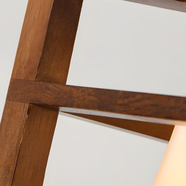 Square Walnut Wooden Frame 1-Light Semi-Flush Mount Ceiling Light - Image 6