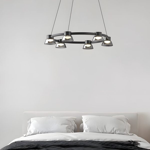 Ring LED Pendant with Smoke Gray Glass Shades - Image 4