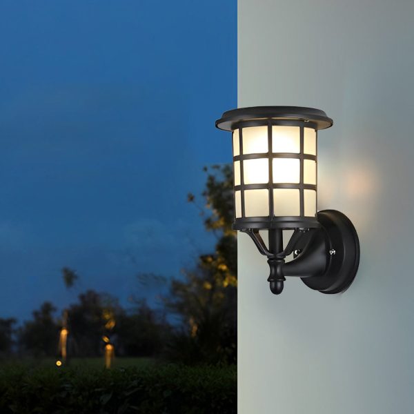 Retro Round Three Step Dimming Black European-style Solar Wall Sconces - Image 4