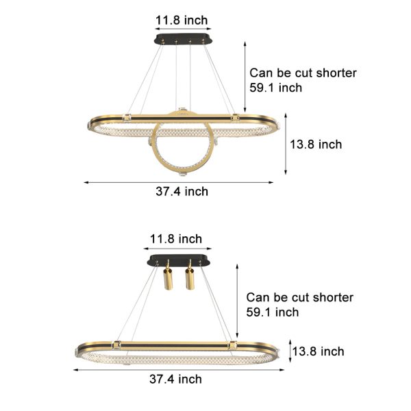 Long Oval Ring Luxury Three Step Dimming LED Modern Dining Room Chandelier - Image 5