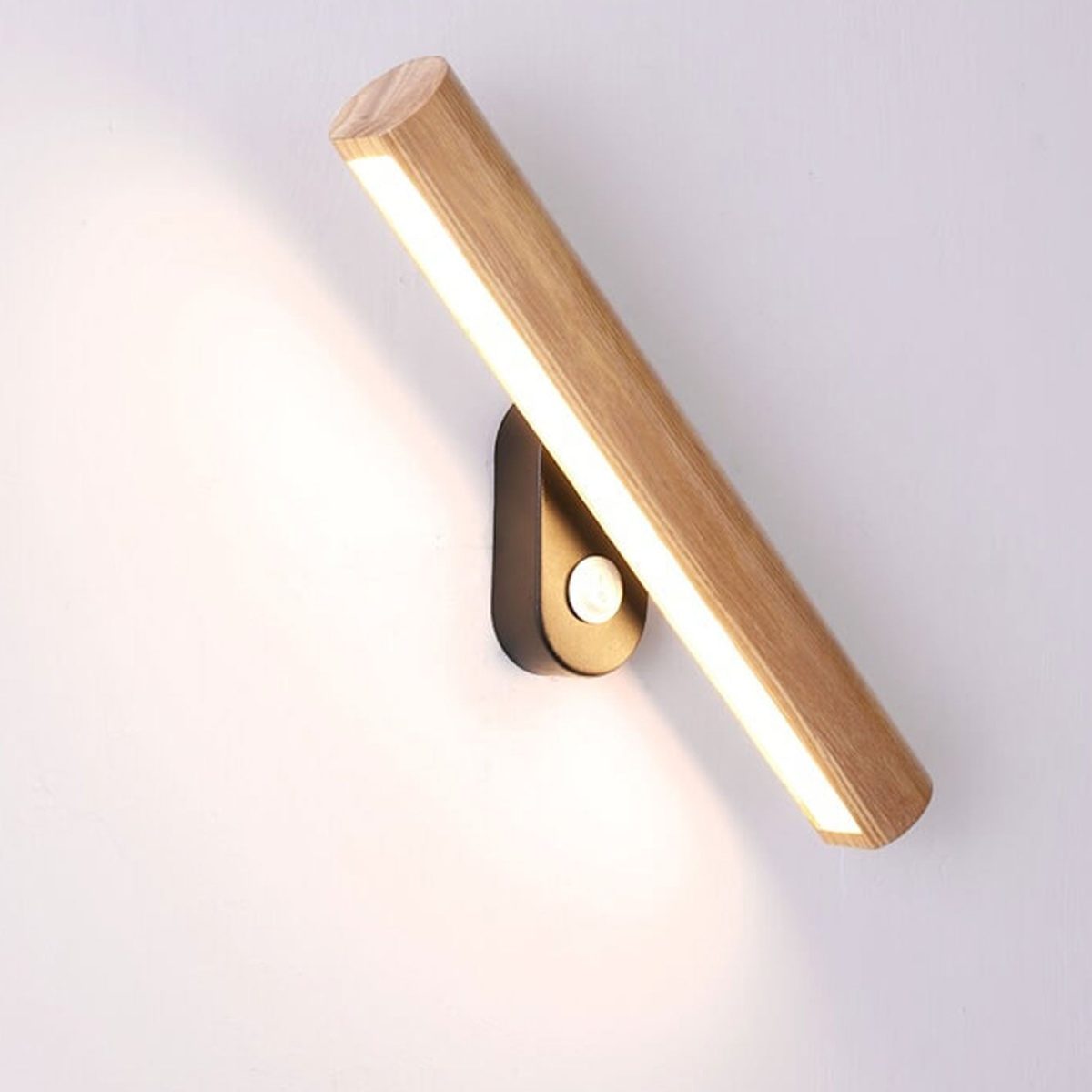 Nordic Simple Solid Wood Bar Rotating LED Wall Sconce Lamp - Image 3