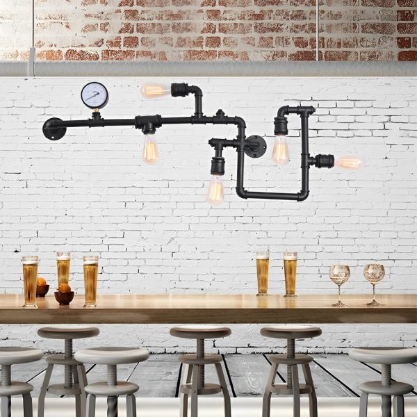 Vintage Iron Water Pipes Retro Creative Industrial Style Wall Light Fixture - Image 2