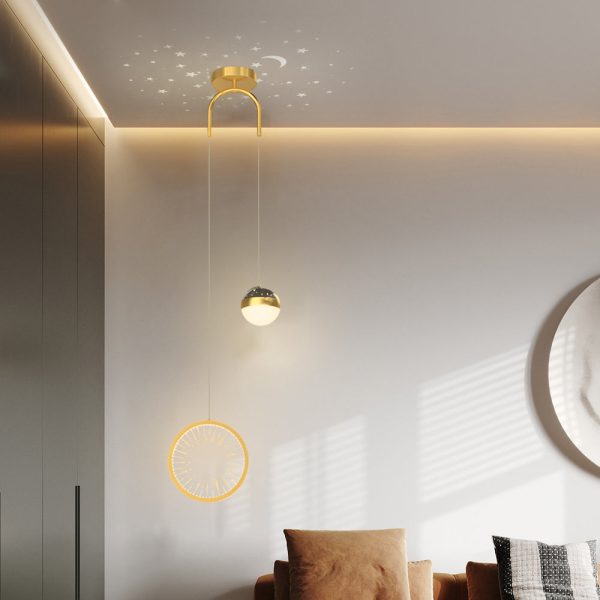 Round Oval Creative Starry Projection 3 Step Dimming Nordic Pendant Lights - Image 3