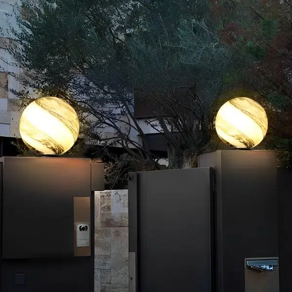 Round Glass Planets Design Waterproof Modern Outdoor Fence Post Lights - Image 2