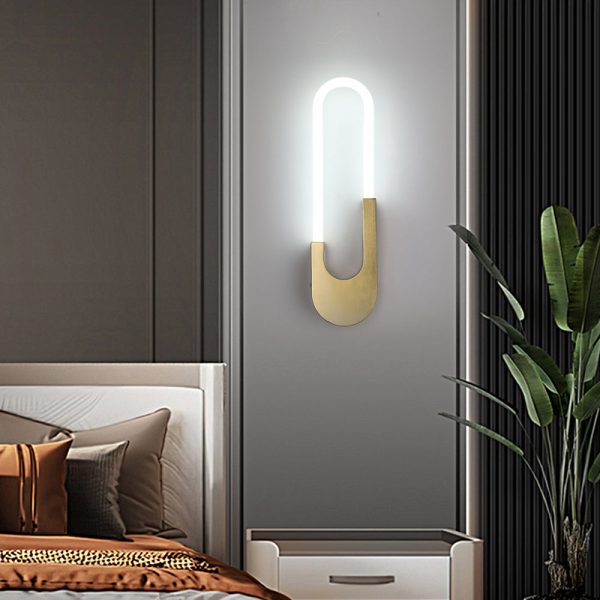 Modern Indoor Oval LED Wall Sconces - 16'' H, Gold/Black - Image 2