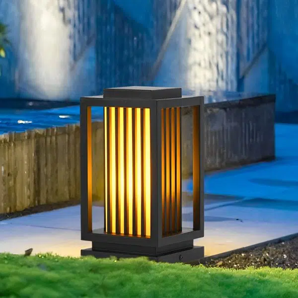 Modern Black LED Cage Pathway Lawn Lamp - Image 5