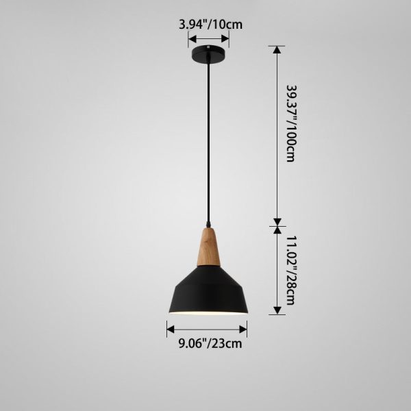 Nordic Minimalist Macaron Solid Color Aluminum Wood 1-Light Pendant Light - Image 4