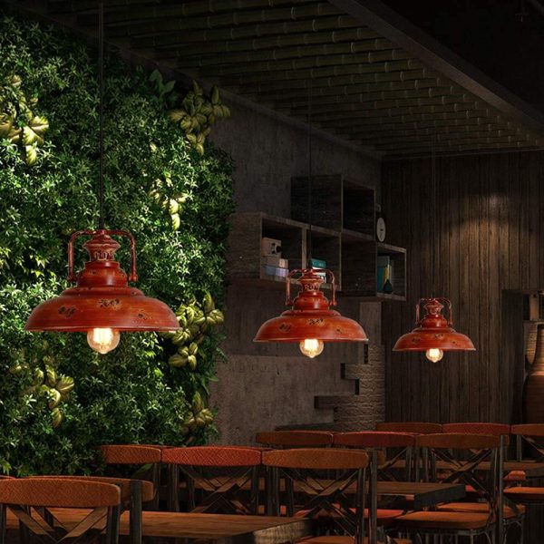 Retro Red Rust 1-Light Dome Pendant Light - Image 2