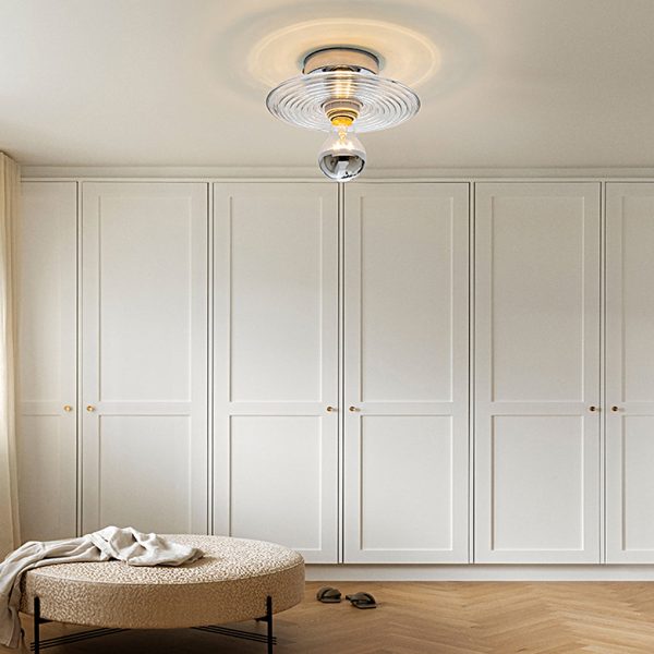 Round Stripes Glass Electroplated Iron Nordic Wall Lamp Ceiling Lights - Image 4