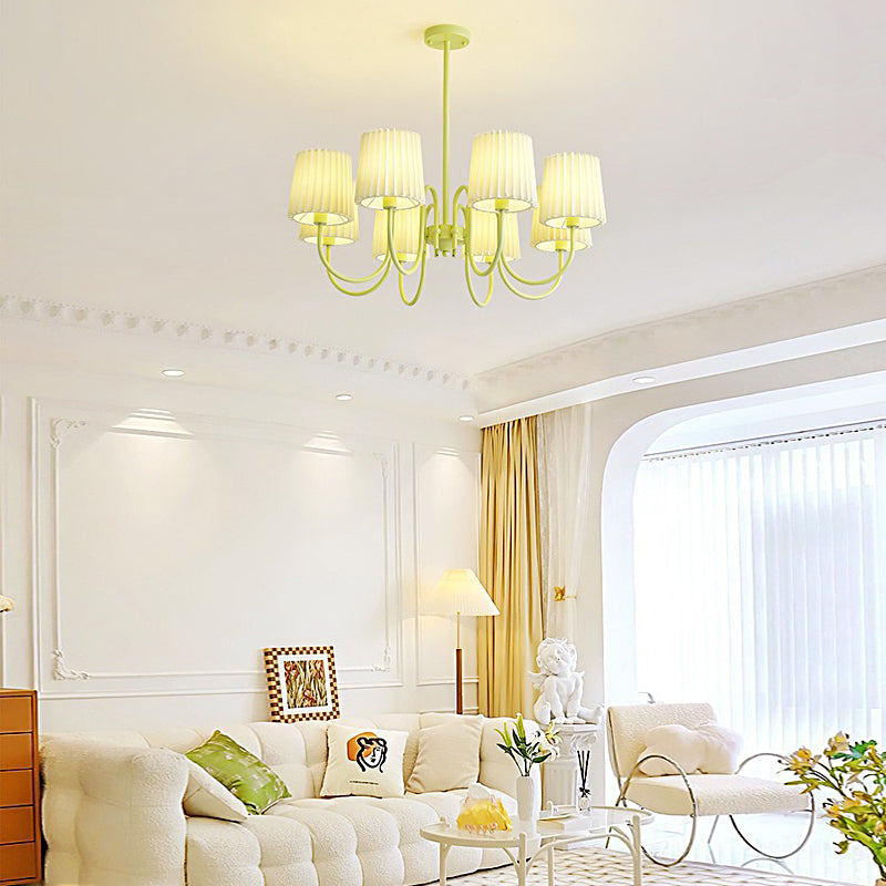8-056937d2-6c1b-4aa7-92be-2372be5066d3.jpg Pleated Fabric Retro Pastoral Green French Style Chandelier Hanging Lights - Image 1