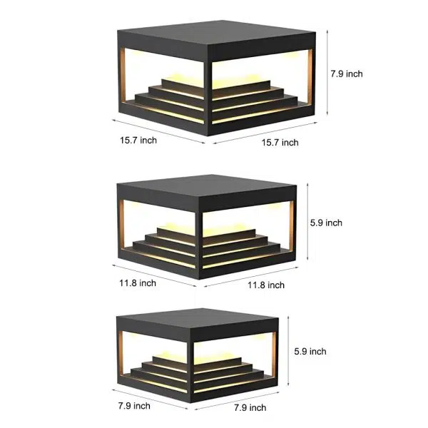 Square Steps Creative Waterproof LED Black Modern Solar Post Caps Lights - Image 7