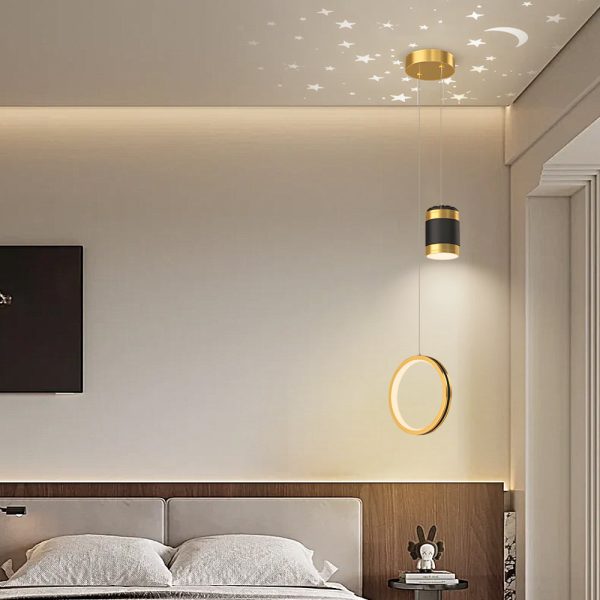 Creative Starry Projection Ring 3 Step Dimming Modern LED Pendant Lights - Image 4
