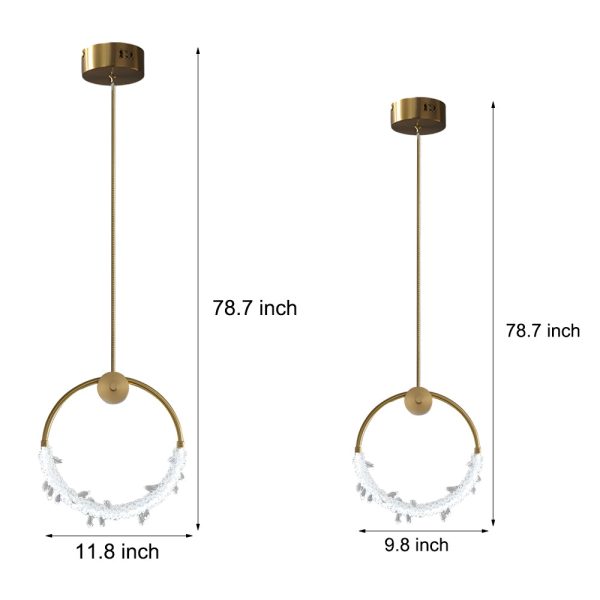 Dia 9''/11'' Ring LED Crystal Small Bedside Pendant Lights Hanging Lamp - Image 7