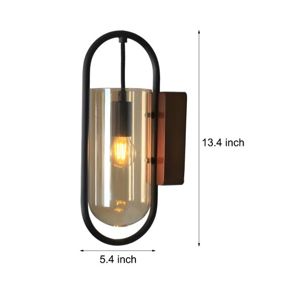 Retro Wood Base Iron Glass Shade LED 3 Step Dimming Nordic Wall Lights - Image 6