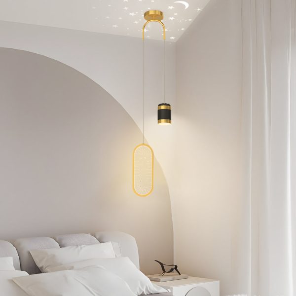 Round Oval Creative Starry Projection 3 Step Dimming Nordic Pendant Lights - Image 4
