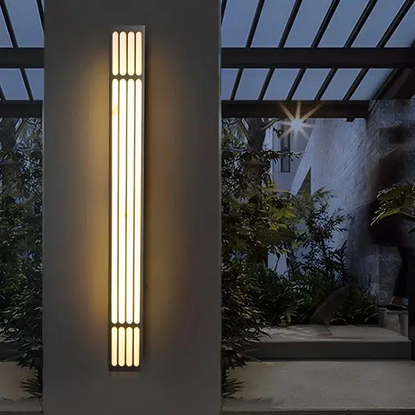 Long Strip Rectangular Waterproof LED Black Modern Outdoor Wall Lamp - Image 2