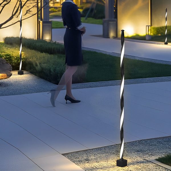 Unique Minimalist LED Waterproof Black Solar Powered Lawn Lights Path Lamp - Image 4