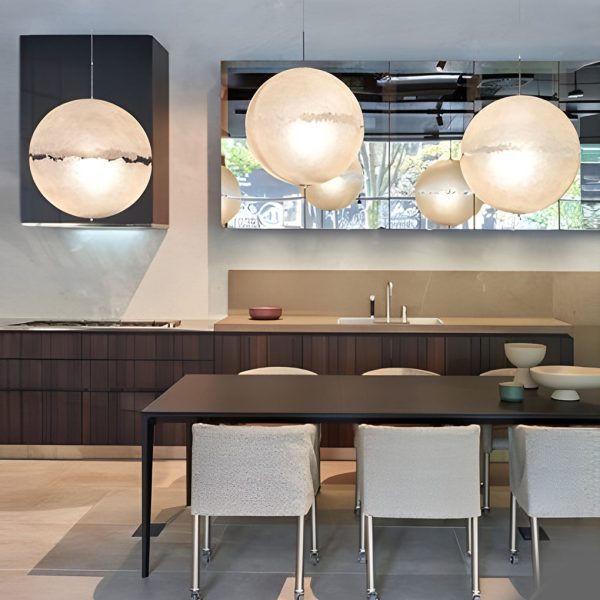 Creative Moon Shaped LED White Nordic Chandelier Pendant Light Fixtures - Image 2