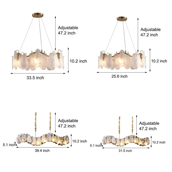 Round Long Wave Glass Clouds 3 Step Dimming Luxury French Style Chandelier - Image 6