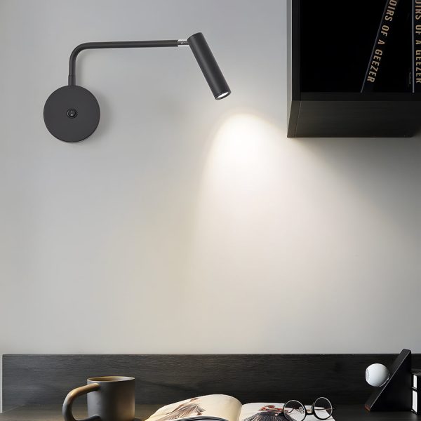 Black/White Tube LED Swing Arm Wall Light Adjustable Wall-Mounted Spotlight Bedroom Sconce Lamp - Image 4