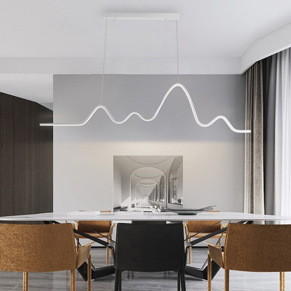 Minimalist Wave Line Strip Three Step Dimming LED Nordic Chandelier Light - Image 2