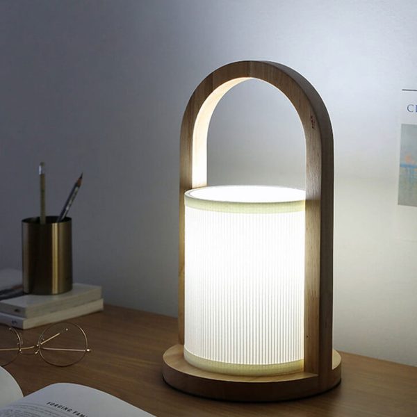 Nordic Fabric Column Solid Wood Portable Design 1-Light Table Lamp - Image 8