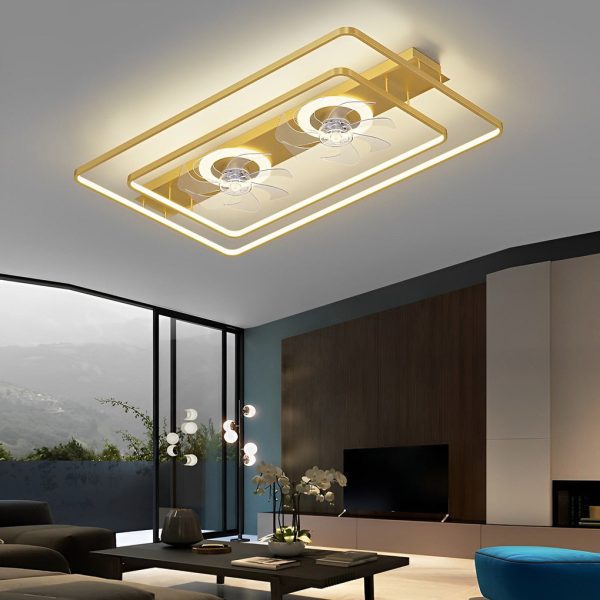 Rectangular LED Two Fans Nordic Bladeless Ceiling Fan - Image 4
