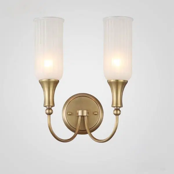 Vintage Rustic Brass Glass 1/2 Light Wall Sconce Lamp - Image 3