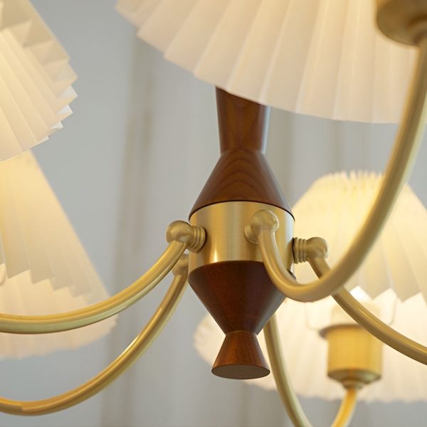 3 Lights Pleated Lampshade 12W LED Nordic Chandelier Pendant Light - Image 8