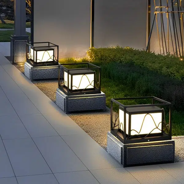 Square Waterproof Mountain Scenery Outdoor Solar Post Caps Lights - Image 4