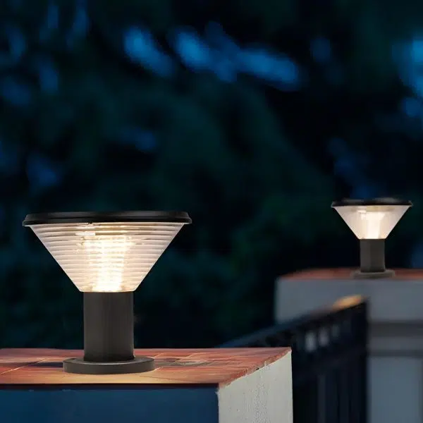 Circular Waterproof Intelligent Light Control Solar Fence Post Lights - Image 7