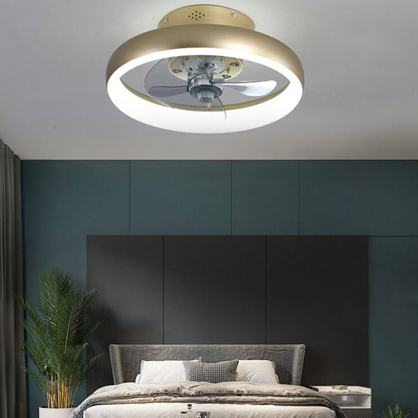 Nordic Light Luxury Round Wrought Iron LED Flush Mount Ceiling Fan Light - Image 4