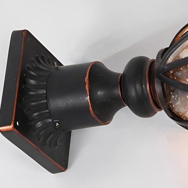 Round Bubble Glass Waterproof Black European Style Outdoor Pillar Lamp - Image 8