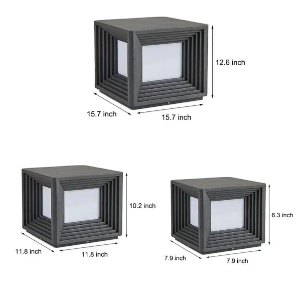Square Creative Waterproof LED Black Modern Solar Post Caps Lights - Image 6