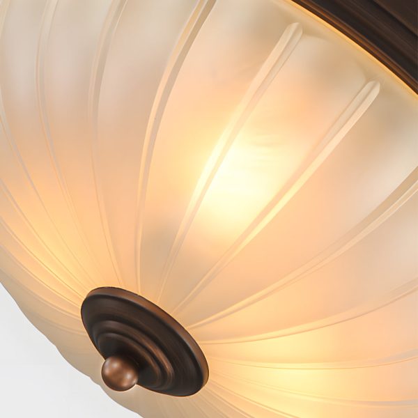 Round Glass Shade Iron Simple American Style Bedroom Ceiling Light Fixture - Image 6