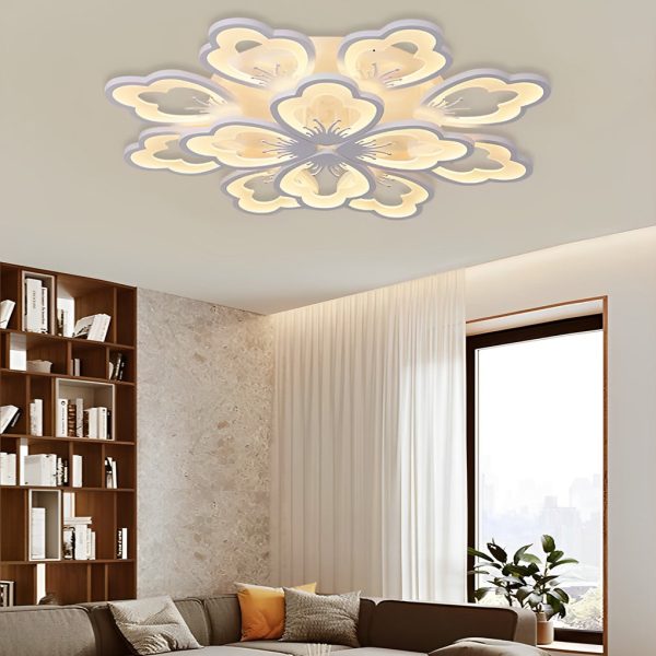 Flower Shaped Dimmable LED White Nordic Chandelier Light Flush Mount Lighting - Image 3