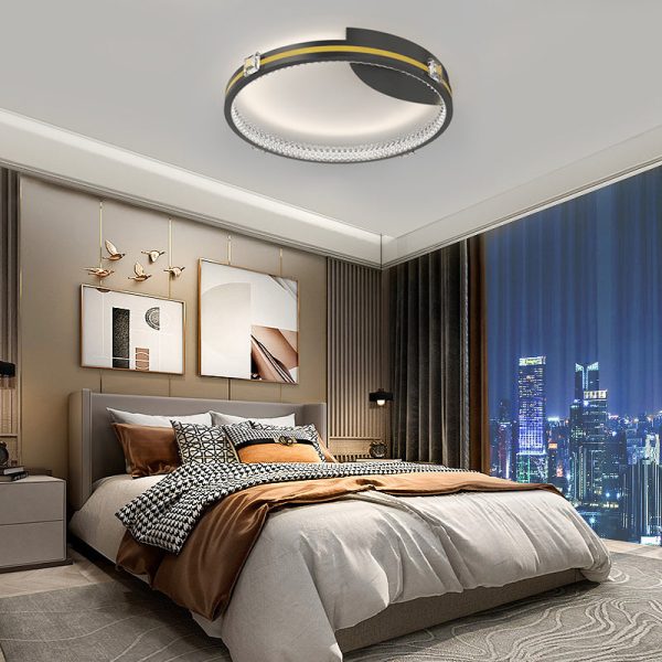 Round Ring Three Step Dimming Crystal Modern Ceiling Lights with Spotlights - Image 3