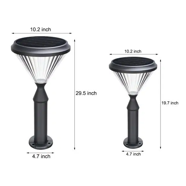 Black Solar LED Bollard Path Light for Garden - Image 7