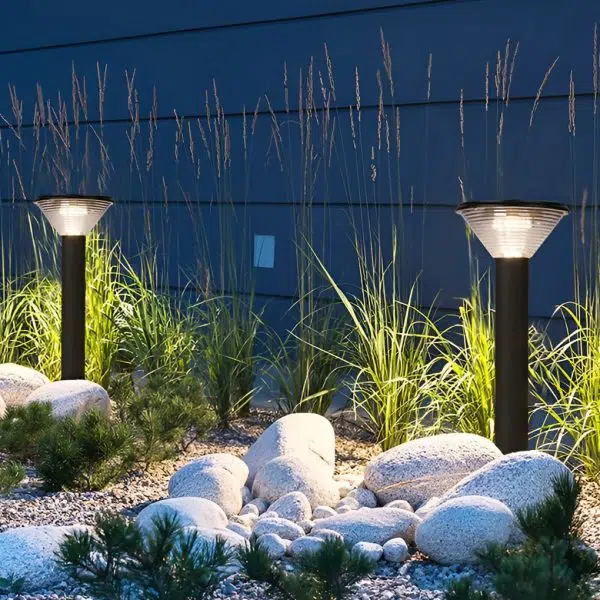 Round Light Control Induction Black Modern Outdoor Solar Pathway Lights - Image 6