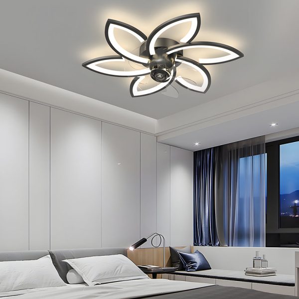 Modern Flowers Three Step Dimming LED Nordic Flush Mount Ceiling Fan Lamp - Image 6