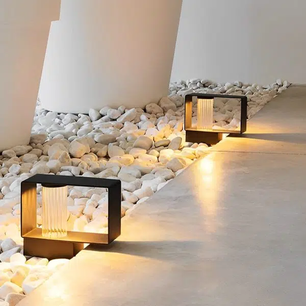 Sleek Modern Solar Path Light with Ribbed Acrylic Shade and Strip Frame - Image 6