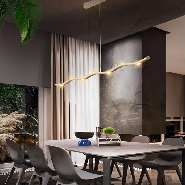 Long Strip Waves Branches Stepless Dimming LED White Modern Chandelier - Image 7