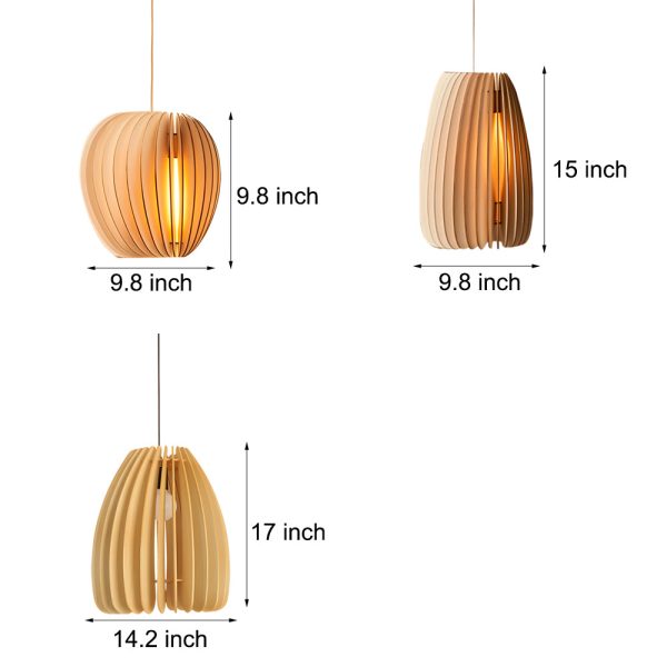 Handmade Wood Veneer Lanterns LED Nordic Japanese Style Pendant Lights - Image 5