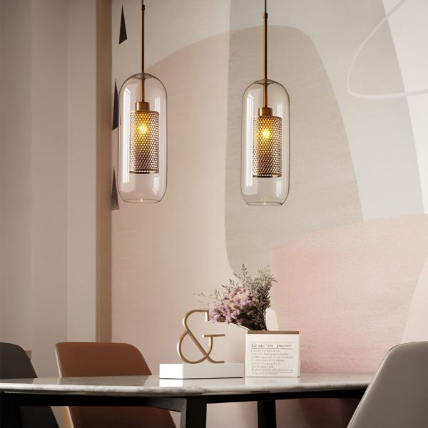 Minimalist Round Glass LED Industrial Pendant Light Kitchen Island Lighting - Image 3