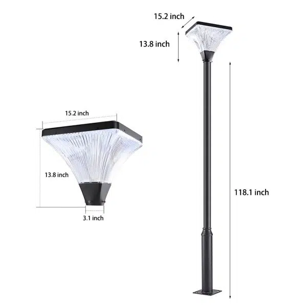 Stripes Waterproof Square Intelligent Modern Solar Garden Lamp Post - Image 6