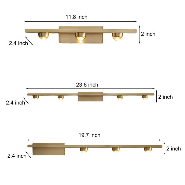 3/4 Lights Copper LED Wall Washer Projection Nordic Wall Lamp Wall Sconces - Image 5