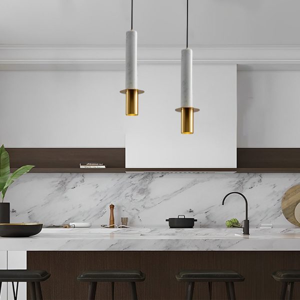 Elongated Cylindrical Terrazzo LED Post-Modern Chandelier Spotlight - Image 4