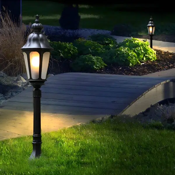 Elegant European-Style Black LED Outdoor Pathway Lamp Post - Image 8