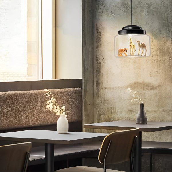 Personality Animal Model Decor Glass Jar LED Black Modern Pendant Light - Image 2
